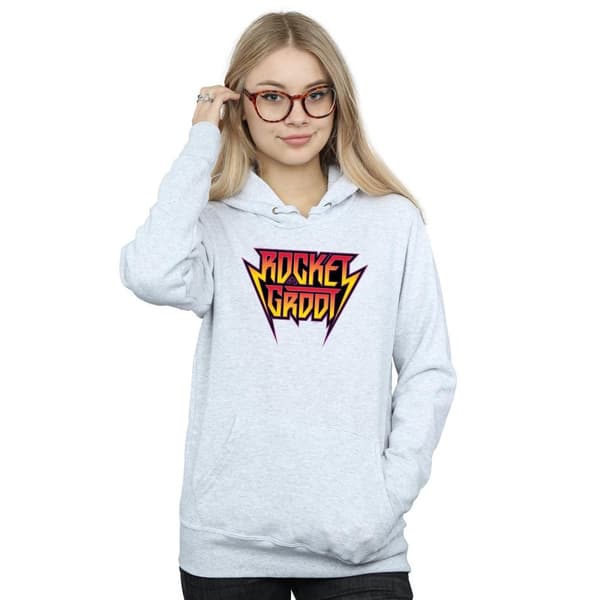 Marvel Womens/Ladies Guardians Of The Galaxy Vol. 2 Rocket And Groot Metal Logo Hoodie