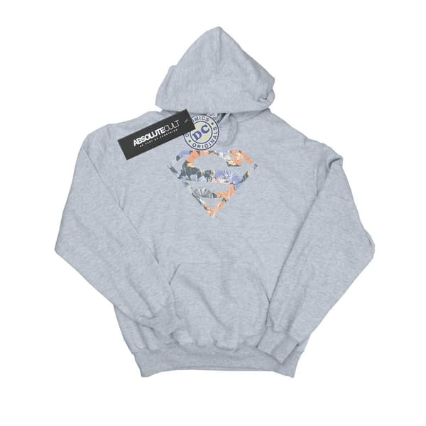 DC Comics Boys Superman Floral Logo 2 Hoodie Sports Grey 5-6 Years