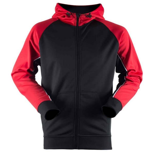 Finden & Hales Mens Panelled Sports Full Zip Hoodie Black/Red/White S