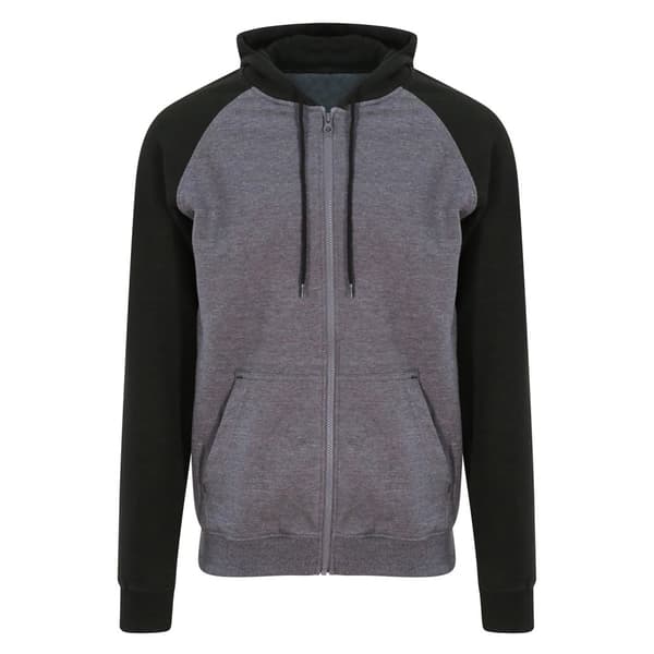 Awdis Unisex basebolltröja med hel dragkedja för vuxna Charcoal/Jet Black XXL