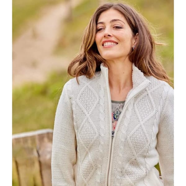Atlas for Women Womens/Ladies Knitted Full Zip Jacket Ecru 24 UK - 26 UK