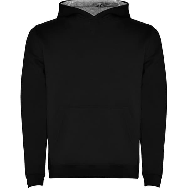 Roly Childrens/Kids Urban Drawstring Hoodie Solid Black/Grey Marl 11-12 Years