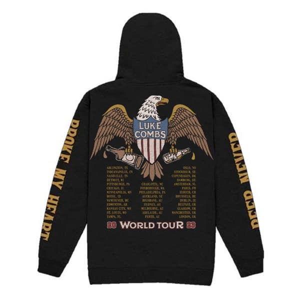 Luke Combs Unisex vuxen Tour ´23 Eagle Back Hoodie med tryck på ryggen