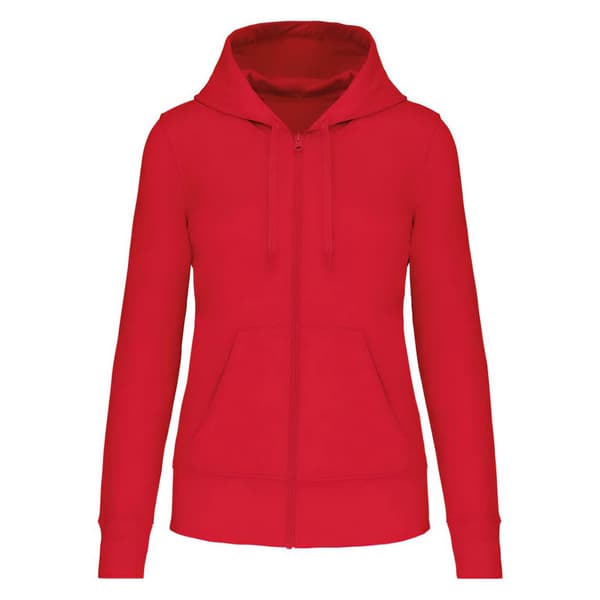 Kariban Womens/Ladies - Miljövänlig huvtröja med hel dragkedja Red L