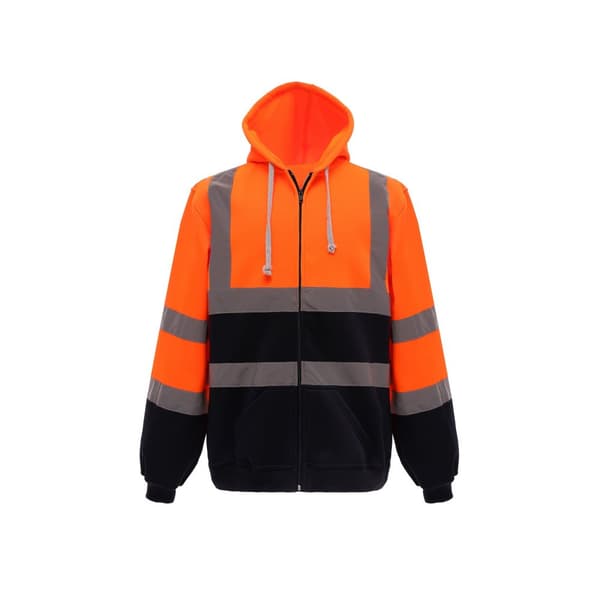 Yoko Mens Hi-Vis Safety Full Zip Hoodie med dragkedja