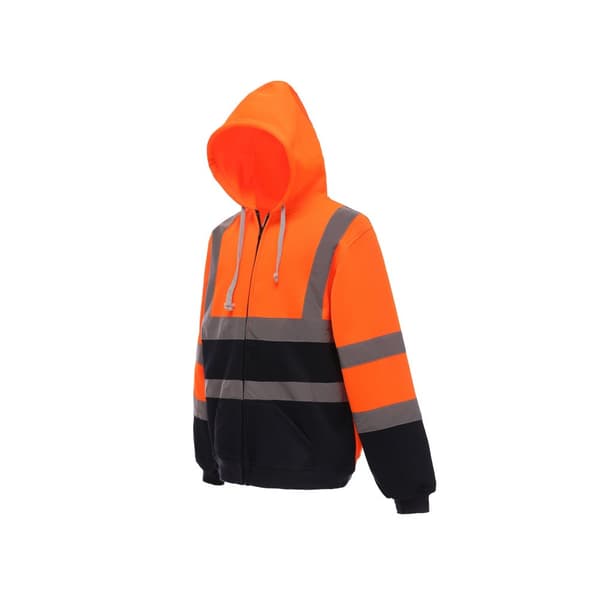 Yoko Mens Hi-Vis Safety Full Zip Hoodie med dragkedja