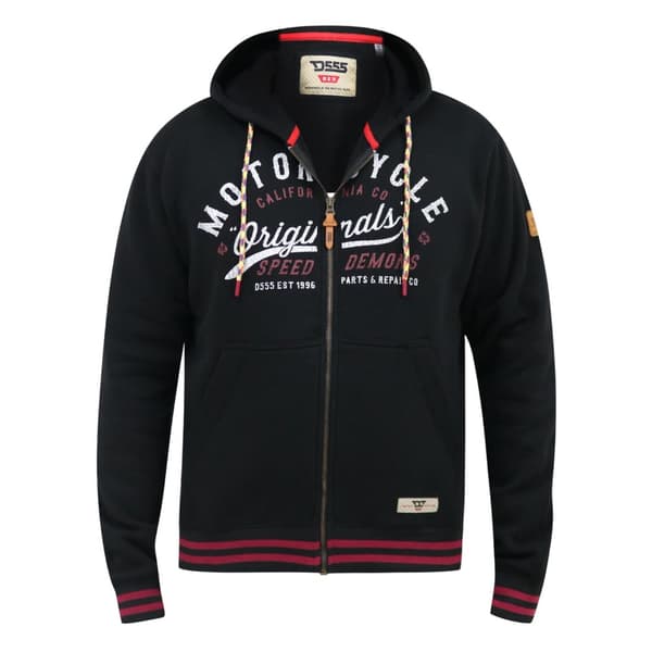 Duke Mens D555 Patrick Text Kingsize Full Zip Hoodie Black XXL