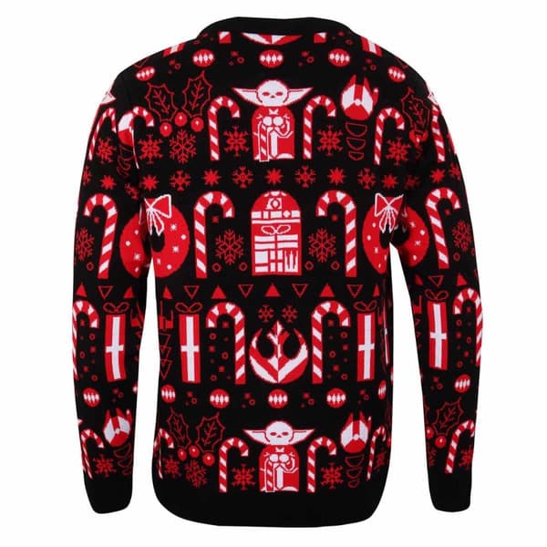 Star Wars: The Mandalorian Unisex Adult Candy Cane Knitted Jumper