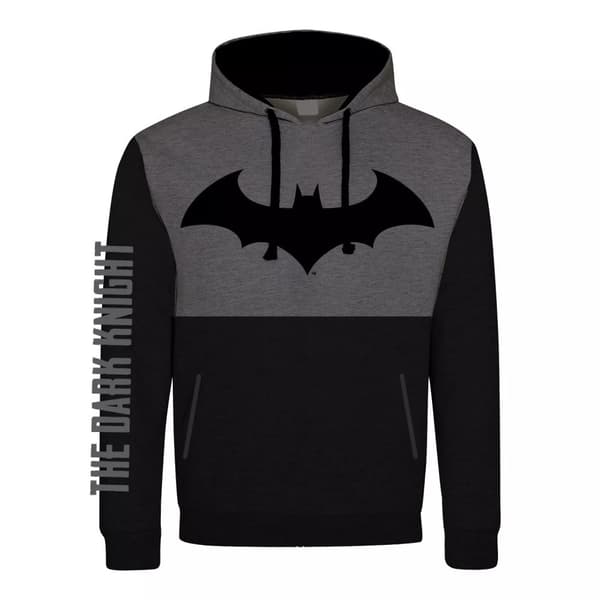 Batman: The Dark Knight Unisex Adult Pullover Hoodie med logotyp och kontrasterande paneler