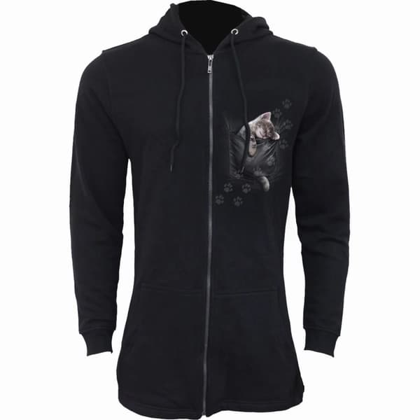 Spiral Direct Dam/Ladies Pocket Kitten Hoodie med hel dragkedja Black S