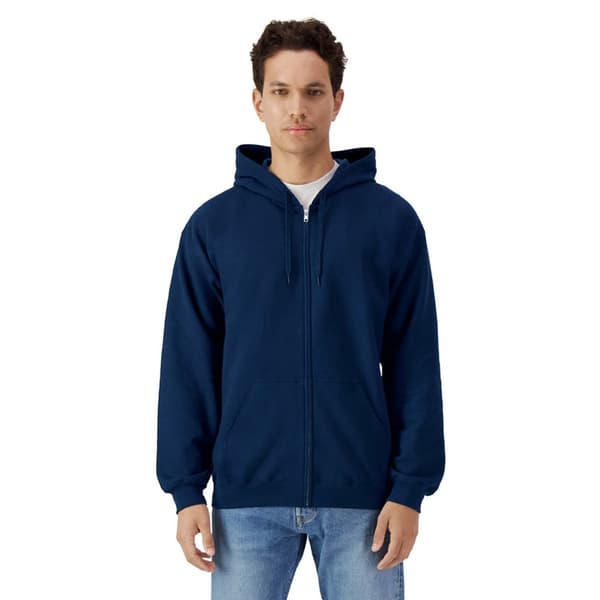 Gildan Mens Softstyle Fleece Midweight Full Zip Hoodie Navy M