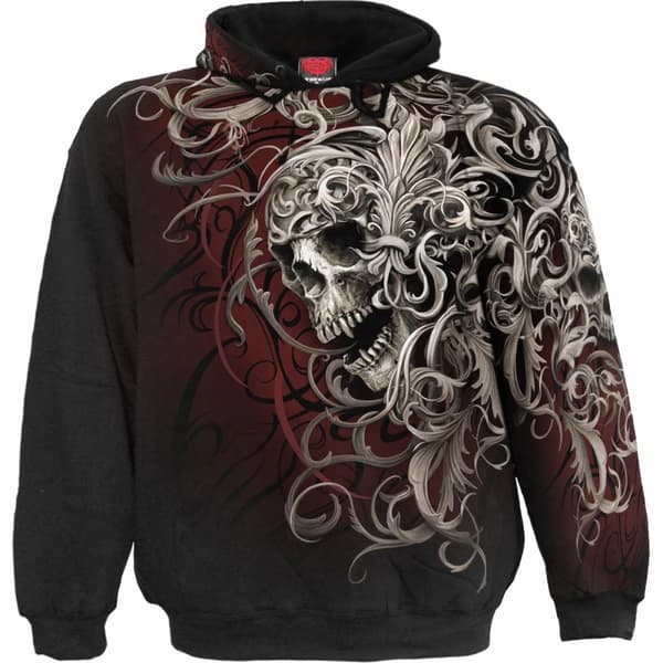 Spiral Direct Unisex Adult Skull Shoulder Wrap Hoodie Black S