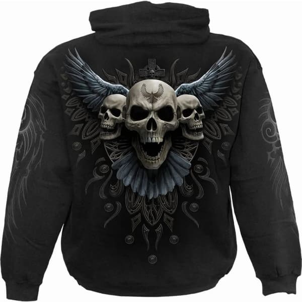 Spiral Direct Unisex Adult Raven Skull Hoodie