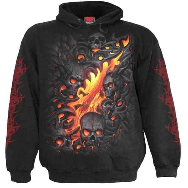 Spiral Direct Unisex Adult Skull Lava Hoodie Black M