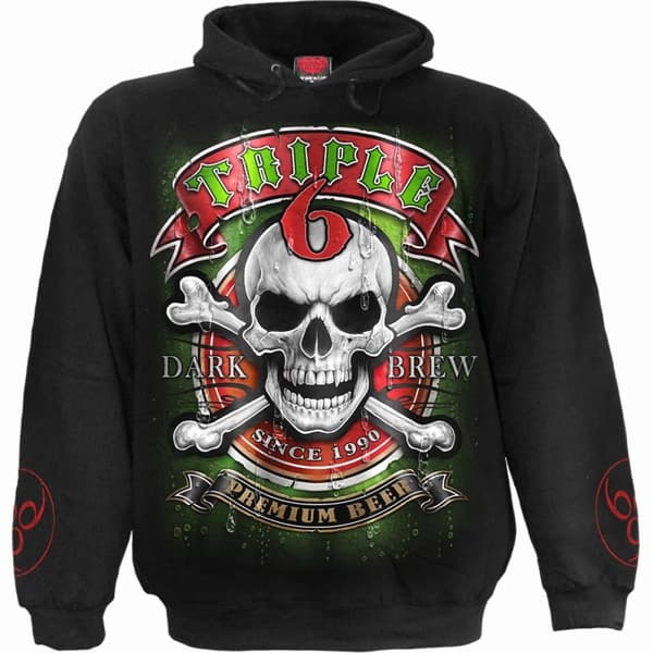 Spiral Direct Unisex Adult Triple 6 Hoodie Black S