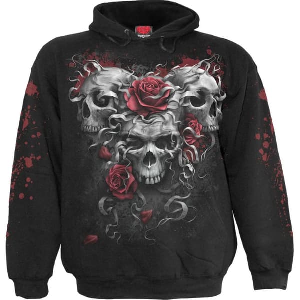 Spiral Direct Unisex Adult Skulls N´ Roses Hoodie Black XS