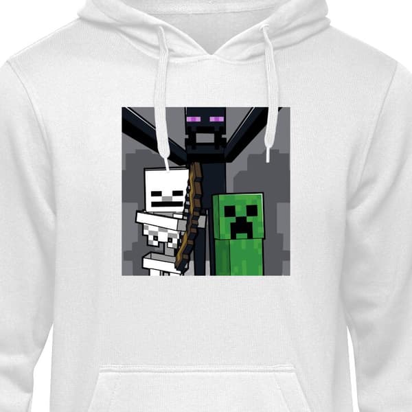 Hættetrøje til Børn | Behagelig Børne-Hoodie Minecraft Hvid 9-