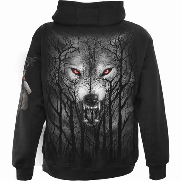 Spiral Direct Unisex Adult Forest Wolf Full Zip Hoodie