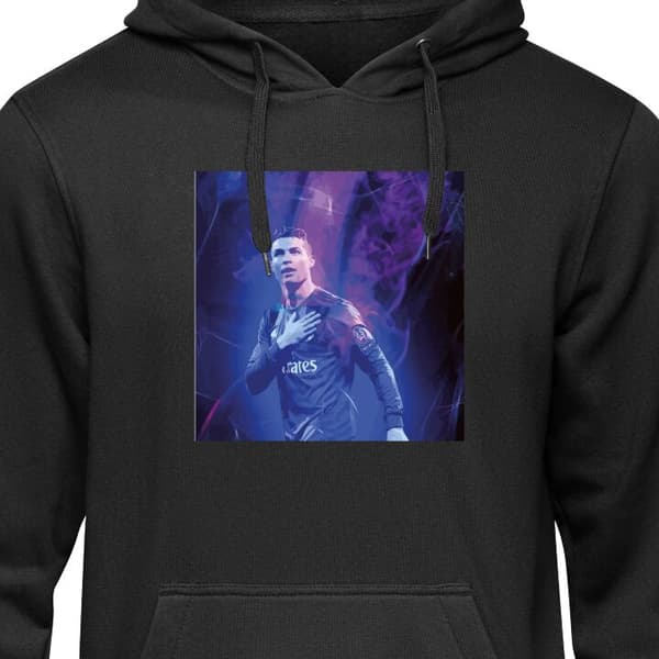 Klassisk Hoodie | Hættetrøje til Voksne Ronaldo 7 Sort Medium