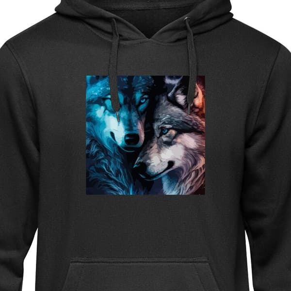 Klassisk Hoodie | Huvtröja för Vuxna Vargar i natten Svart Small