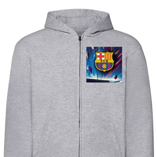 Hættetrøje med Lynlås | Zip-Hoodie til Voksen FC Barcelona Grå XX-Large