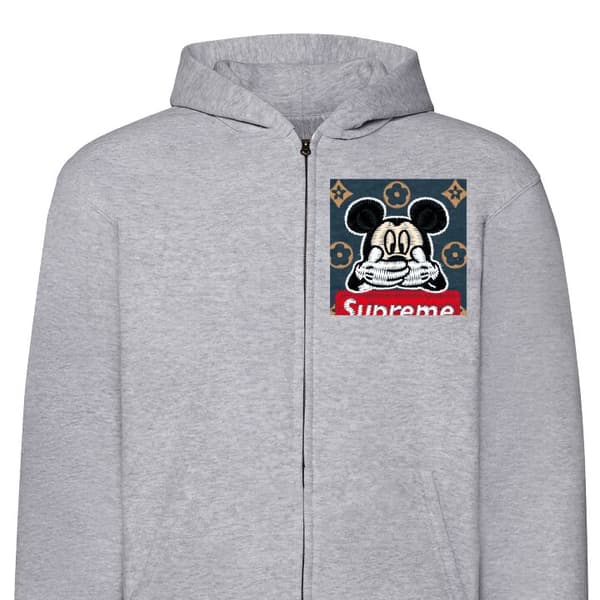 Huvtröja med Dragkedja | Zip-Hoodie för Vuxen OOPS mickey Grå X-Large