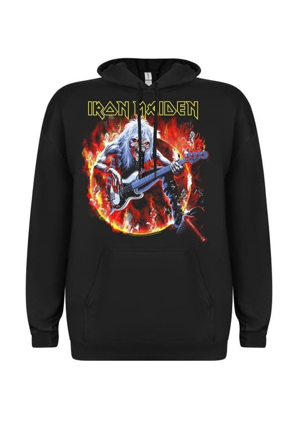 Iron Maiden Eddie Live Flames Hoodie Svart Medium