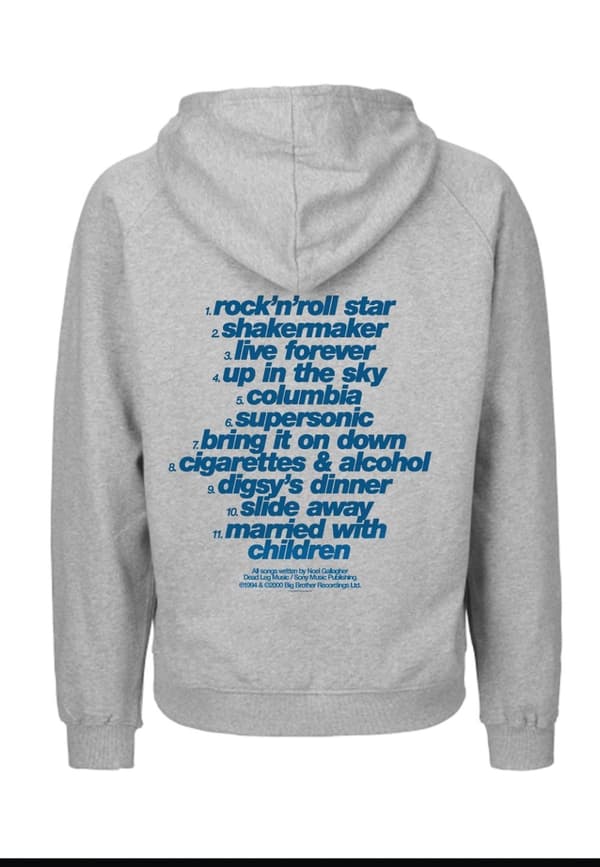 Oasis- Definitely Maybe Tracklistning Zip-up  Hoodie