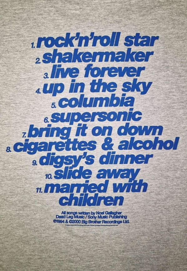 Oasis- Definitely Maybe Tracklistning Zip-up  Hoodie