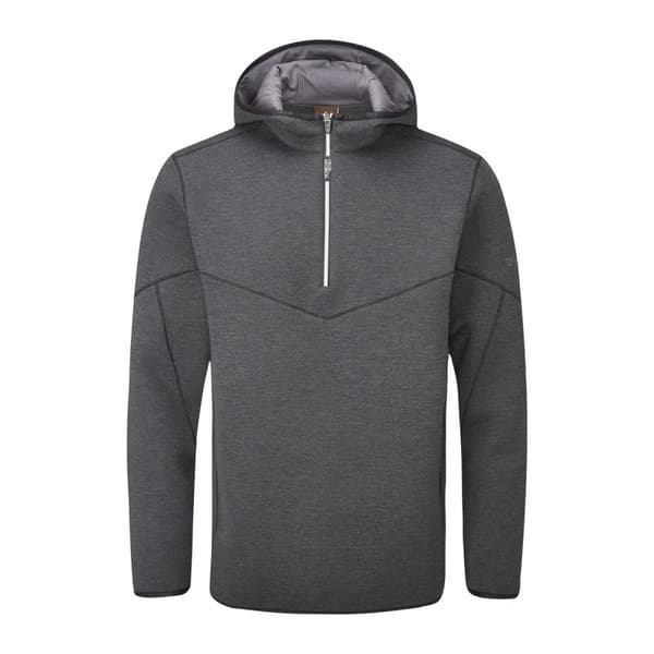 Oscar Jacobson Mens Dayne Marl Quarter Zip Pullover Hoodie Black Marl XXL