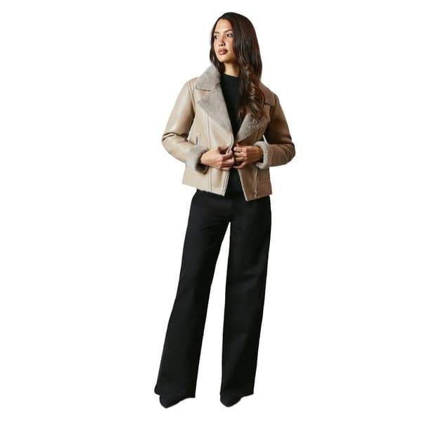 Principles Womens/Ladies Faux Fur Collar Biker Jacket
