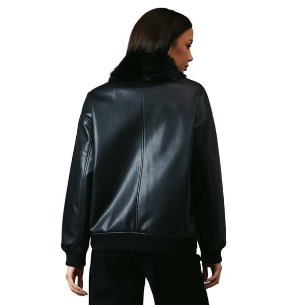 Principles Womens/Ladies Leather Faux Fur Collar Bomber Jacket