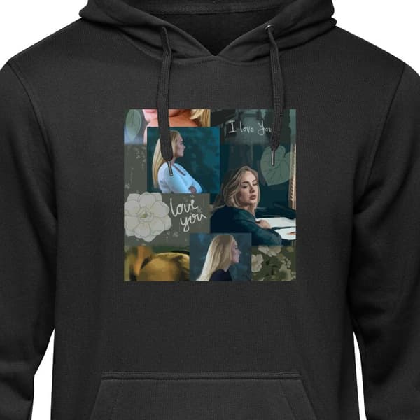 Klassisk Hoodie | Huvtröja för Vuxna Adele Svart Medium