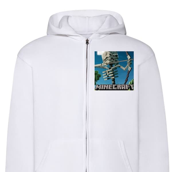 Huvtröja med Dragkedja | Zip-Hoodie för Vuxen A Minecraft Movi Vit XX-Large