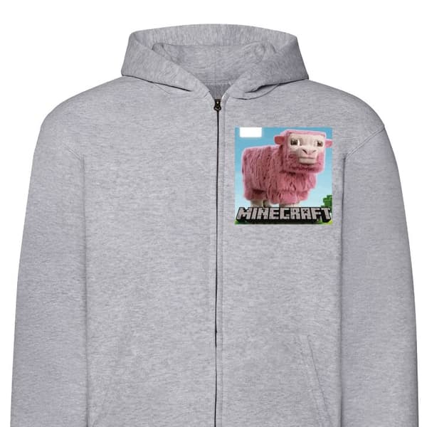 Hettegenser med Glidelås | Zip-Hettegenser for Voksen A Minecraft Movie Grå Medium
