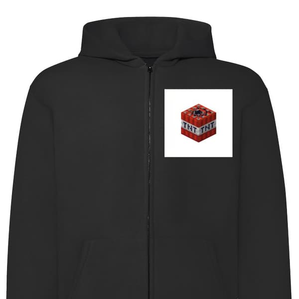 Hettegenser med Glidelås | Zip-Hettegenser for Voksen Minecraft TNT Svart Medium