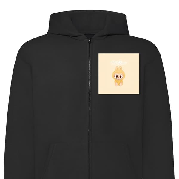 Hettegenser med Glidelås | Zip-Hettegenser for Voksen Pop mart Svart X-Large