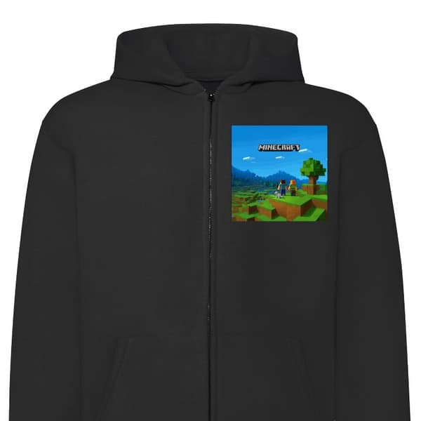 Huvtröja med Dragkedja | Zip-Hoodie för Vuxen Minecraft Key Ar Svart Large