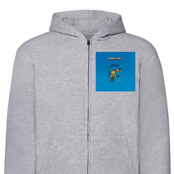 Hettegenser med Glidelås | Zip-Hettegenser for Voksen Minecraft Grotter Grå XX-Large