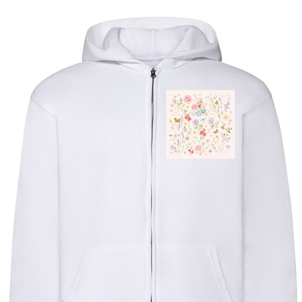 Huvtröja med Dragkedja | Zip-Hoodie för Vuxen Blommor