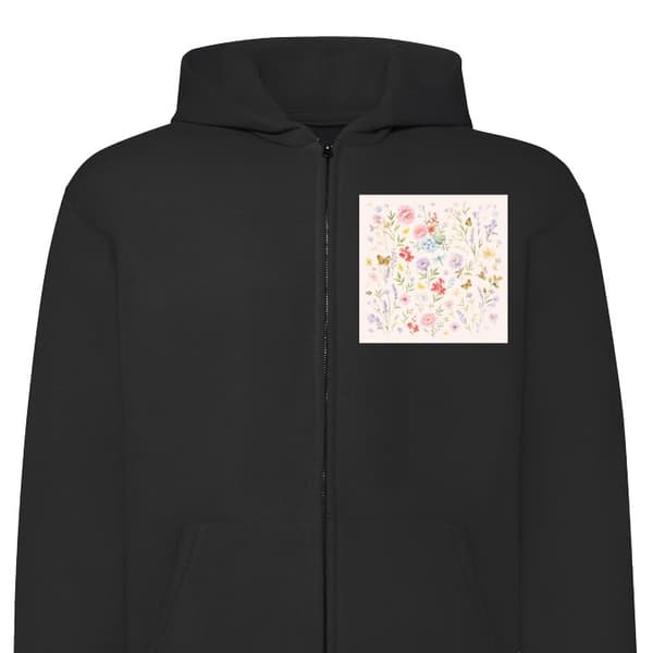 Huvtröja med Dragkedja | Zip-Hoodie för Vuxen Blommor