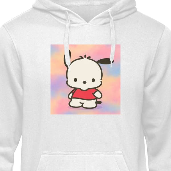 Klassisk Hoodie | Hættetrøje til Voksne Kawaii Sanrio Pochacco Hvid Large