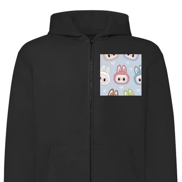 Barn Zip Hoodie | Varm och Stilren hoodie med dragkedja Pastel Labubu