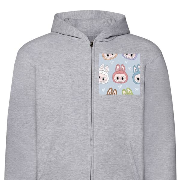 Barn Zip Hoodie | Varm och Stilren hoodie med dragkedja Pastel Labubu