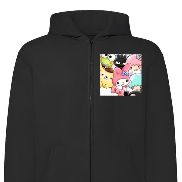Lasten Zip Huppari | Lämmin ja Tyylikäs huppari vetoketjulla Kawaii Sanrio Crew Musta 12-13 År