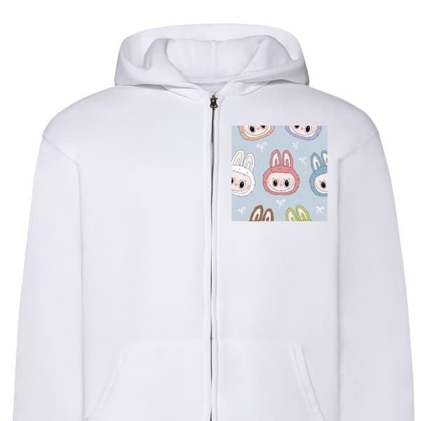 Barn Zip Hoodie | Varm och Stilren hoodie med dragkedja Pastel Labubu