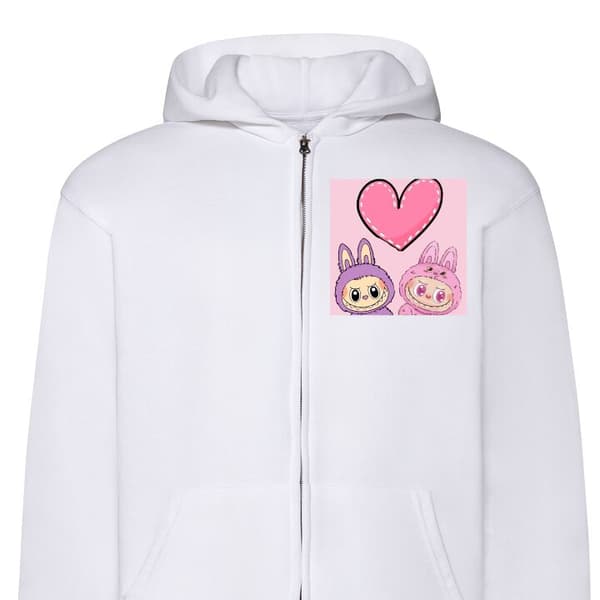 Hættetrøje med Lynlås | Zip-Hoodie til Voksen Labubu Pink Mons