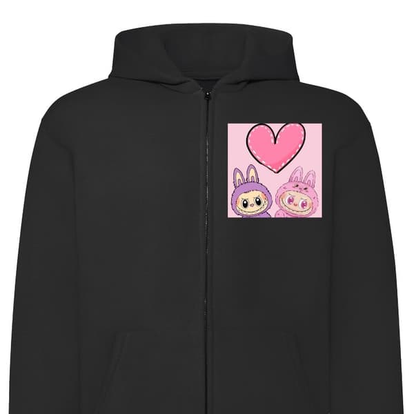 Hættetrøje med Lynlås | Zip-Hoodie til Voksen Labubu Pink Mons