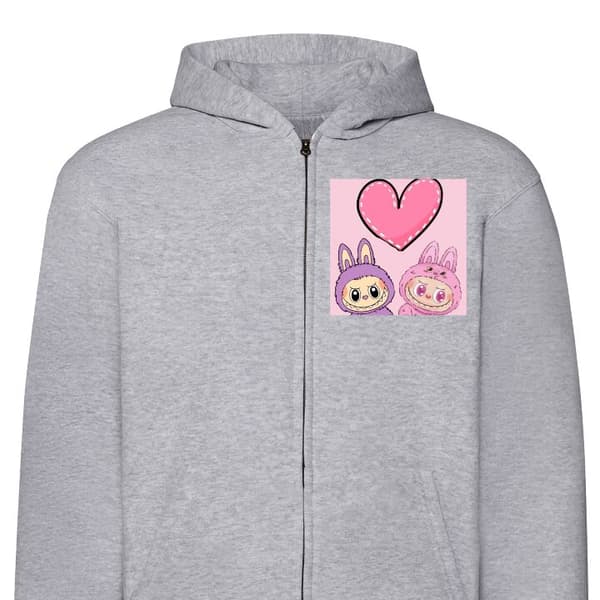 Hættetrøje med Lynlås | Zip-Hoodie til Voksen Labubu Pink Mons