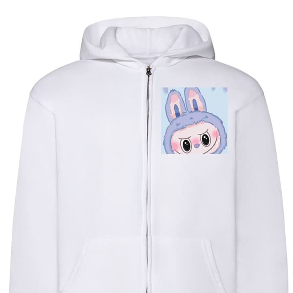 Huvtröja med Dragkedja | Zip-Hoodie för Vuxen Blue Bunny Labub